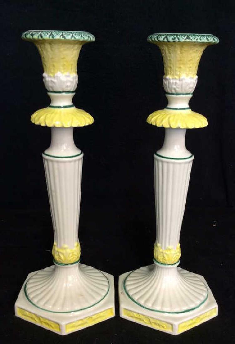Pair Italian Porcelain Ceramic Candlesticks (1 of 7)