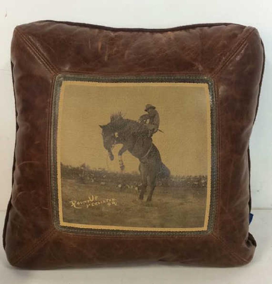 Pendleton Brown Leather And Suede Cowboy Pillow (1 of 5)