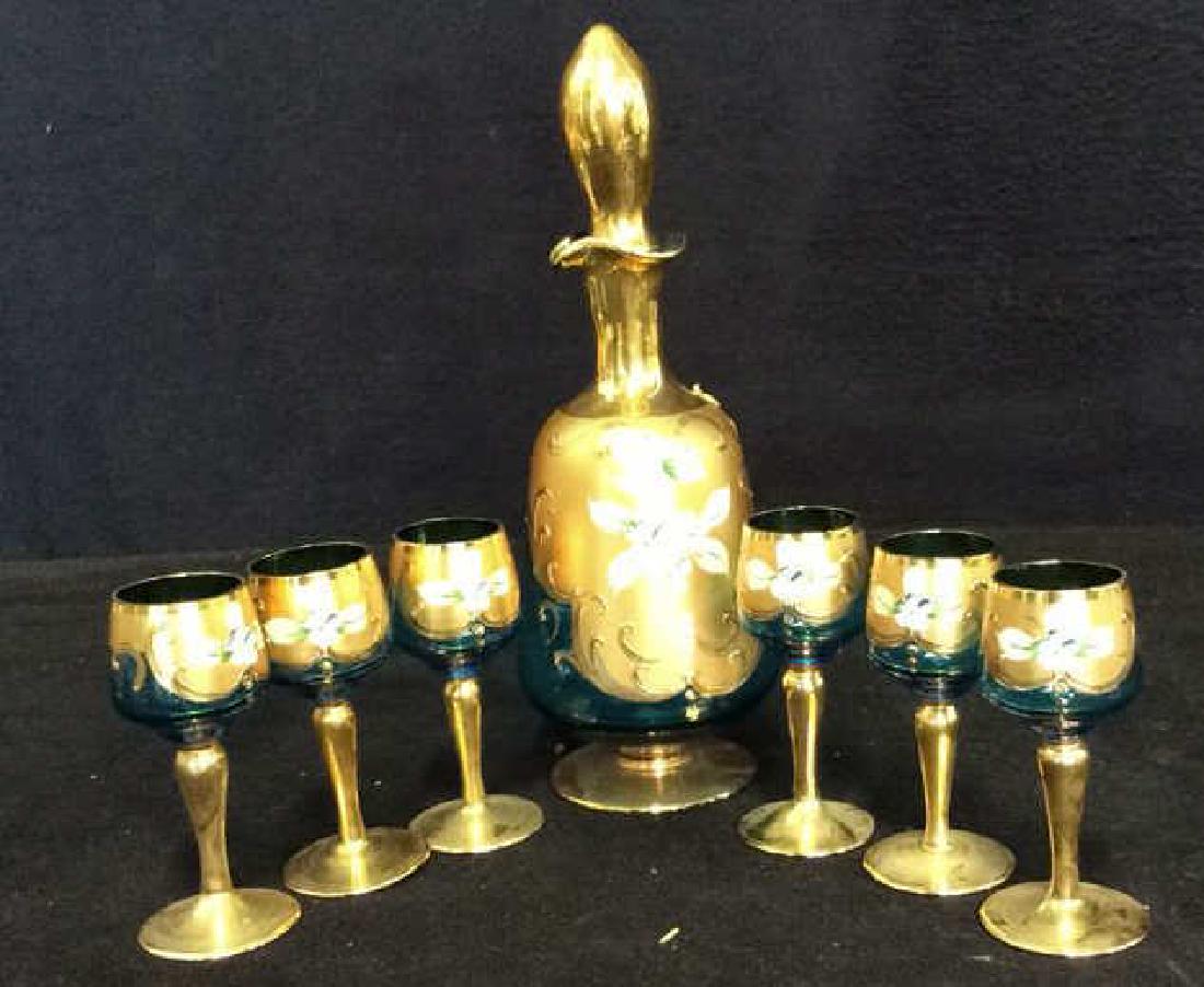 Vintage Bohemia Glass and Gold Cordial Set (1 of 10)