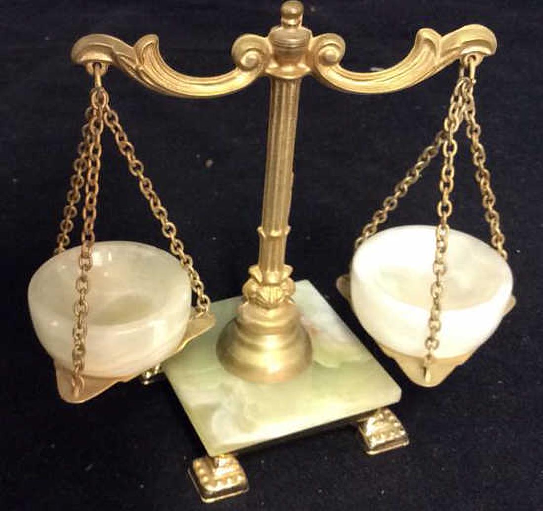 Marble and Gilded Metal Scale with Bowls (1 of 8)