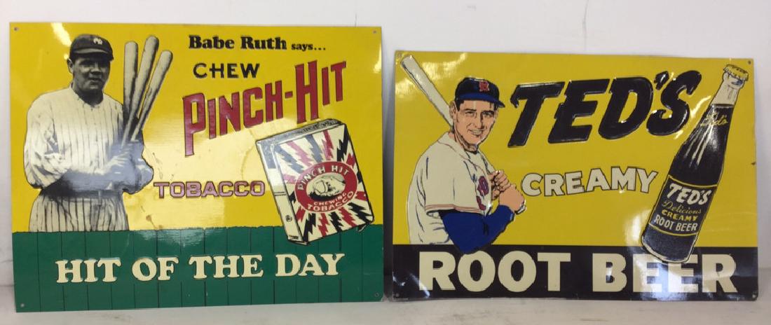 80s Babe Ruth PINCH HIT メタルサインボード Vintage 1991 BABE RUTH Says Chew PINCH HIT Tobacco Metal