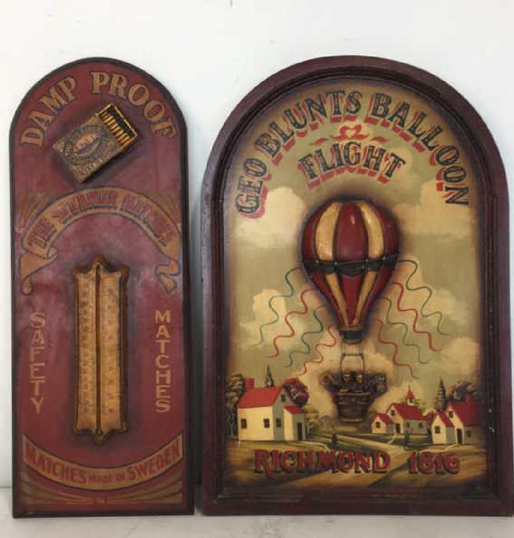 Lot 2 Vintage Painted Wooden Wall Hanging Signs (1 of 8)