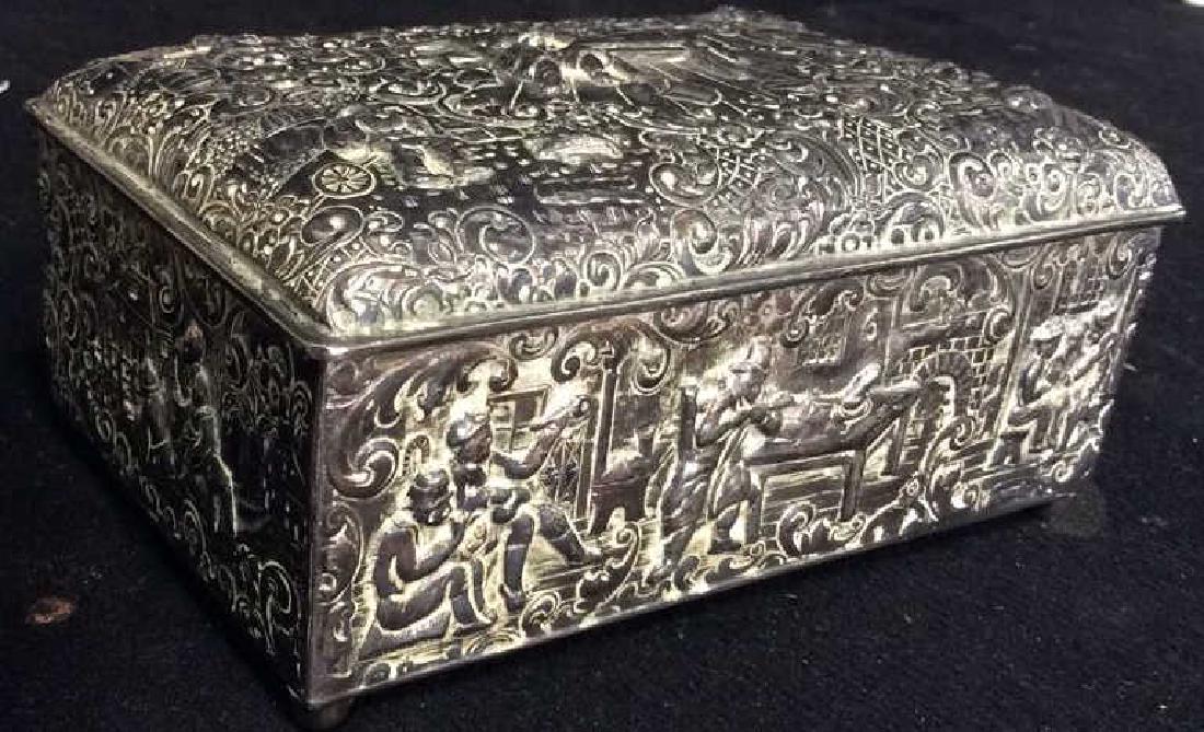 Intricately Repousse Silver Plate Trinket Box (1 of 9)