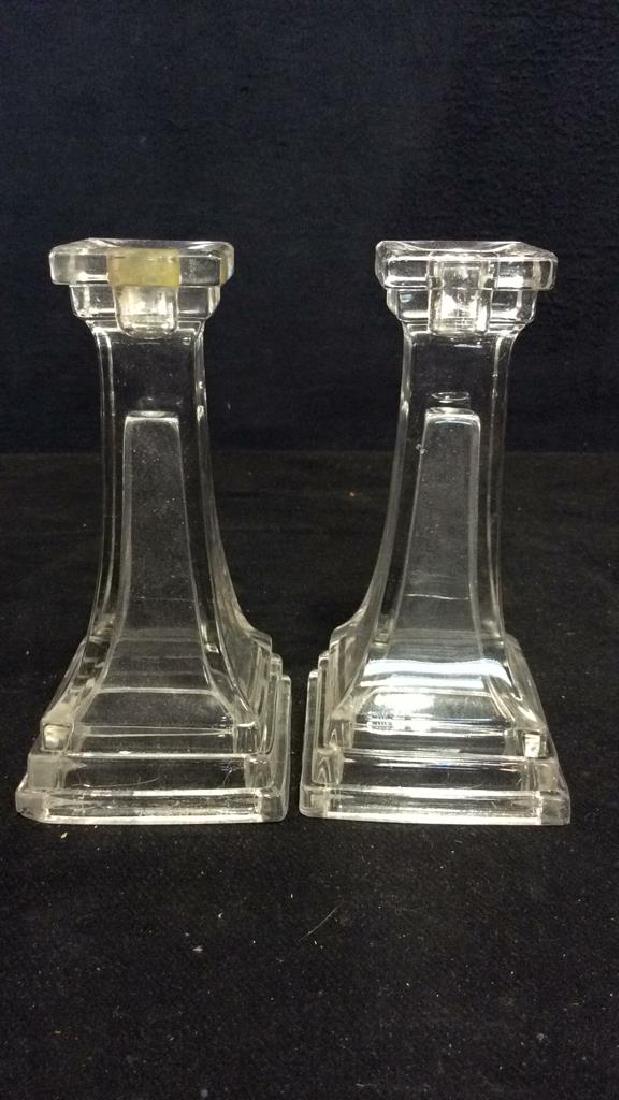 Pair Vintage Tiered Glass Candlesticks (1 of 7)