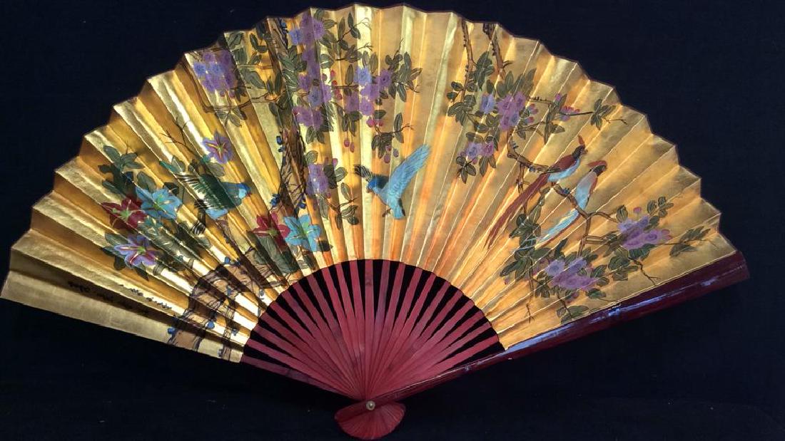Large Decorative Oriental Paper Fan (1 of 8)