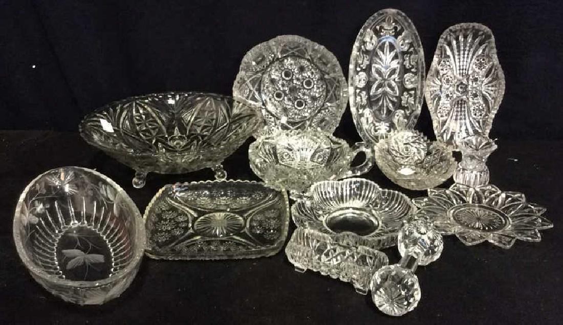 Group Lot Vintage Cut Glass Tabletop, plates bowls (1 of 10)
