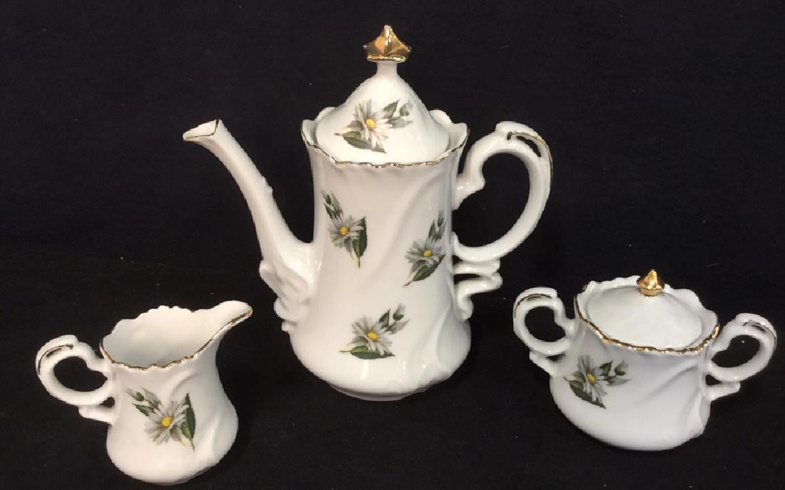 Lot 3 Porcelain Ceramic Teapot Sugar And Creamer (1 of 5)