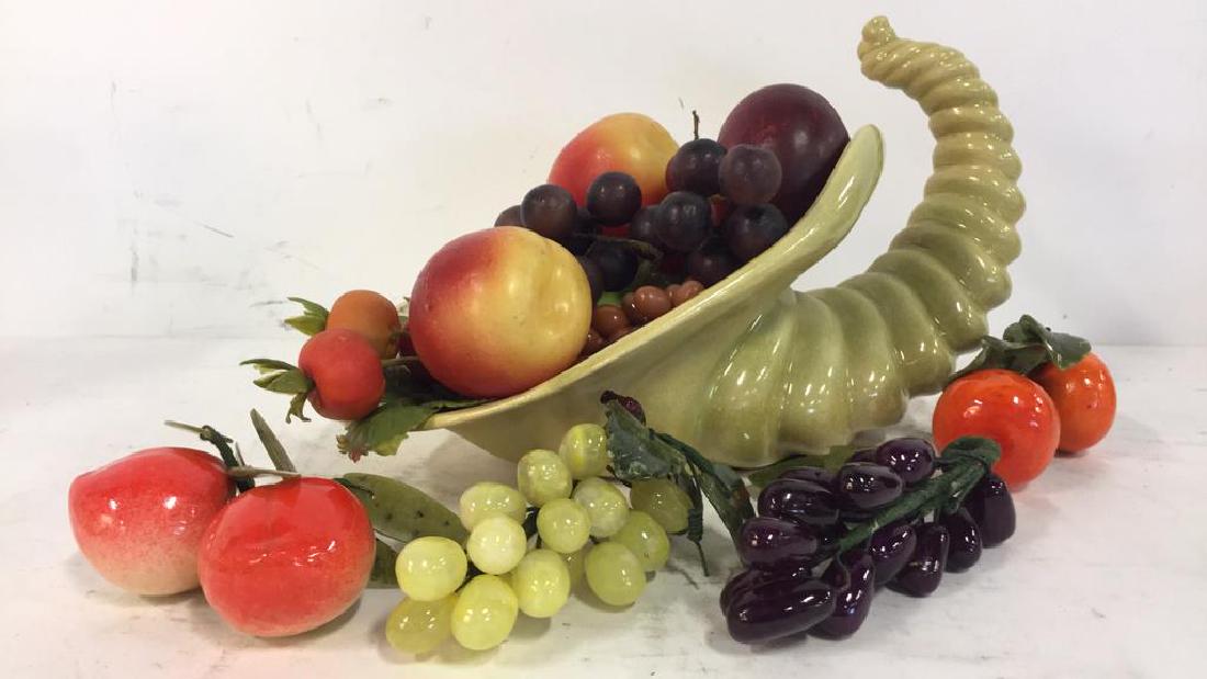 Ceramic Cornucopia & Assorted Faux Fruit (1 of 5)