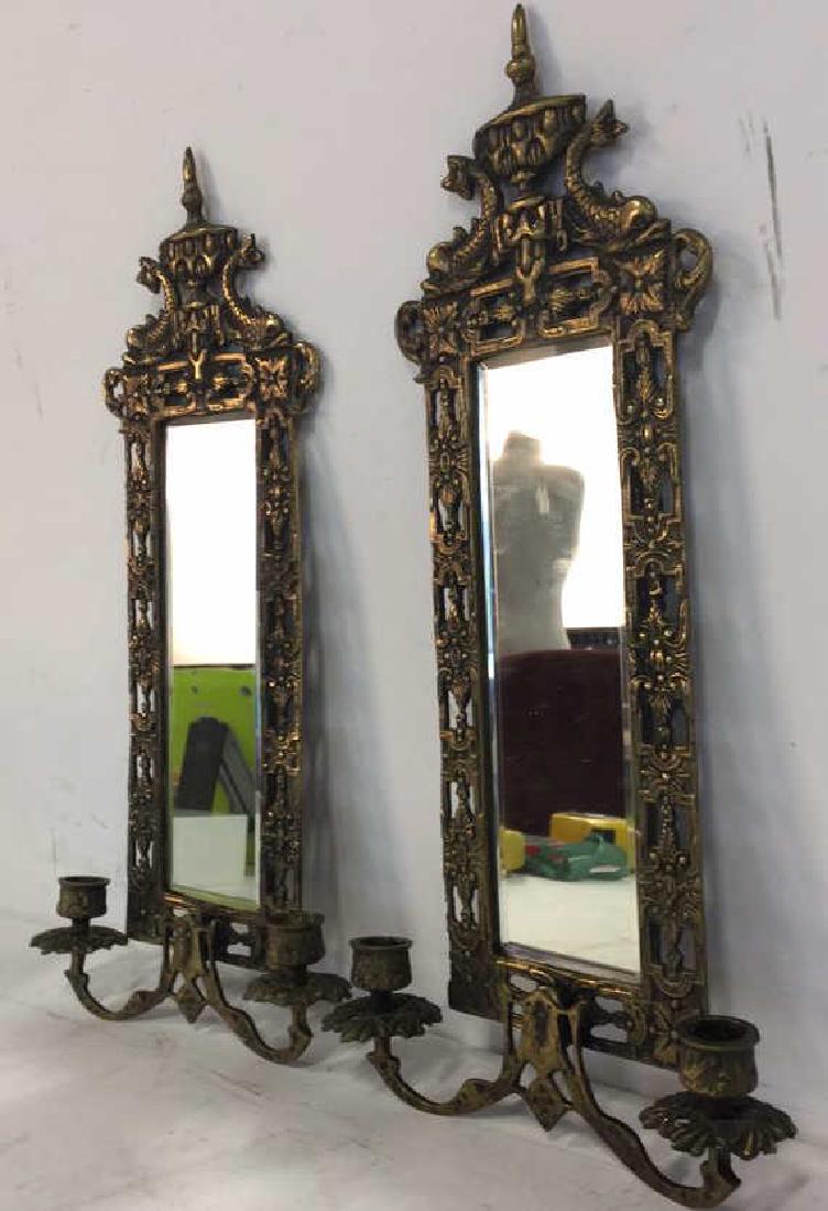 Pair Gold Toned Hanging Mirror Sconces (1 of 7)