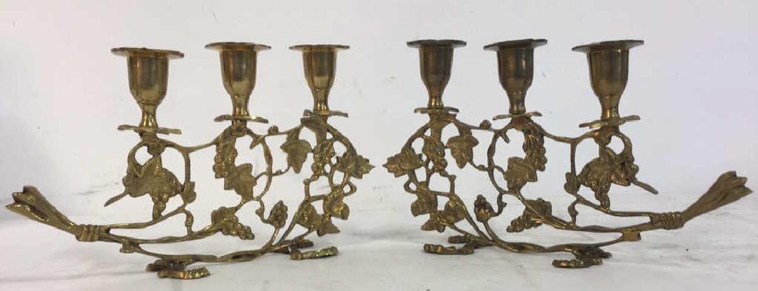 Pair Gold Toned Brass Candelabras (1 of 6)