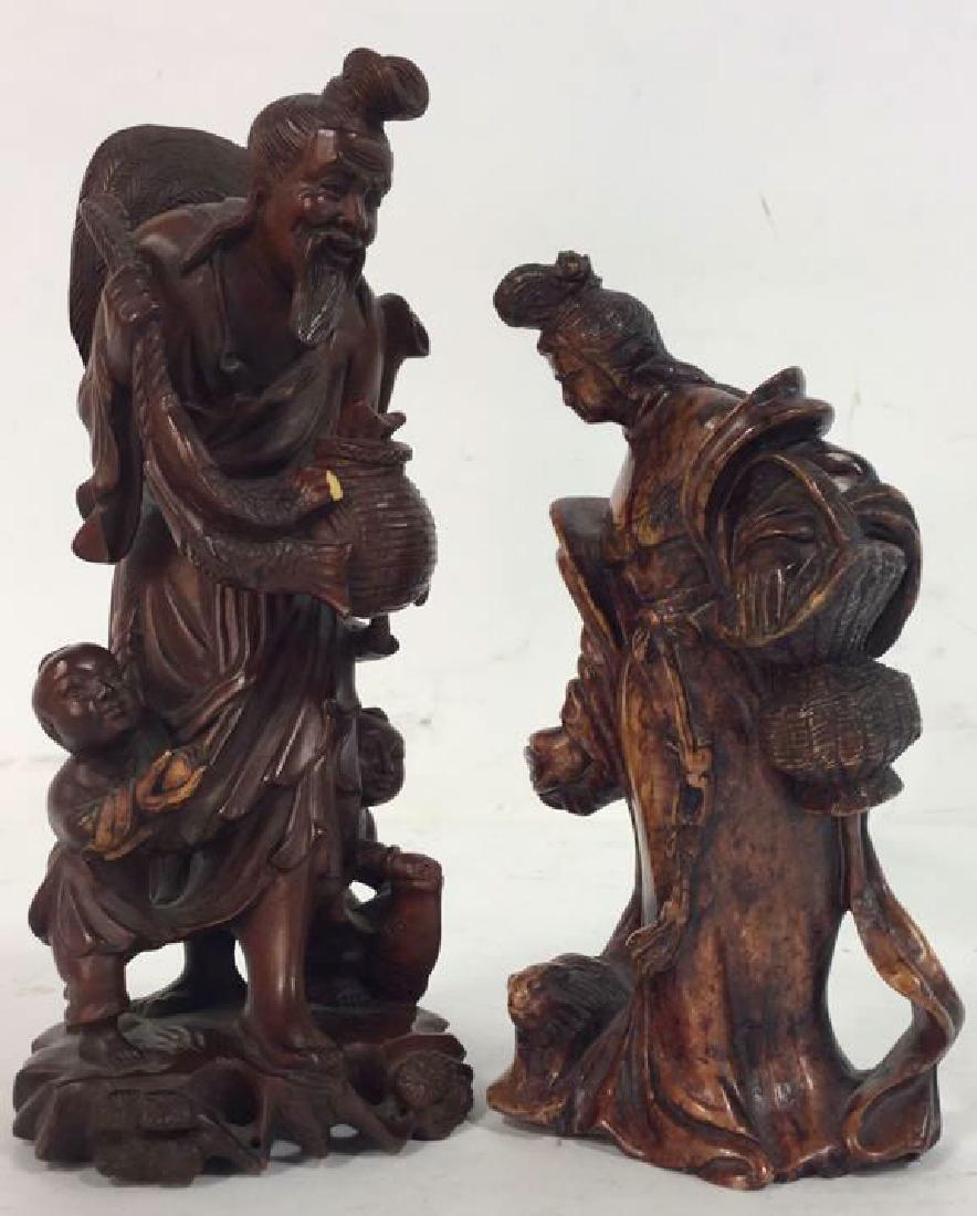 Lot 2 Carved  Wood Oriental Figurals (1 of 8)