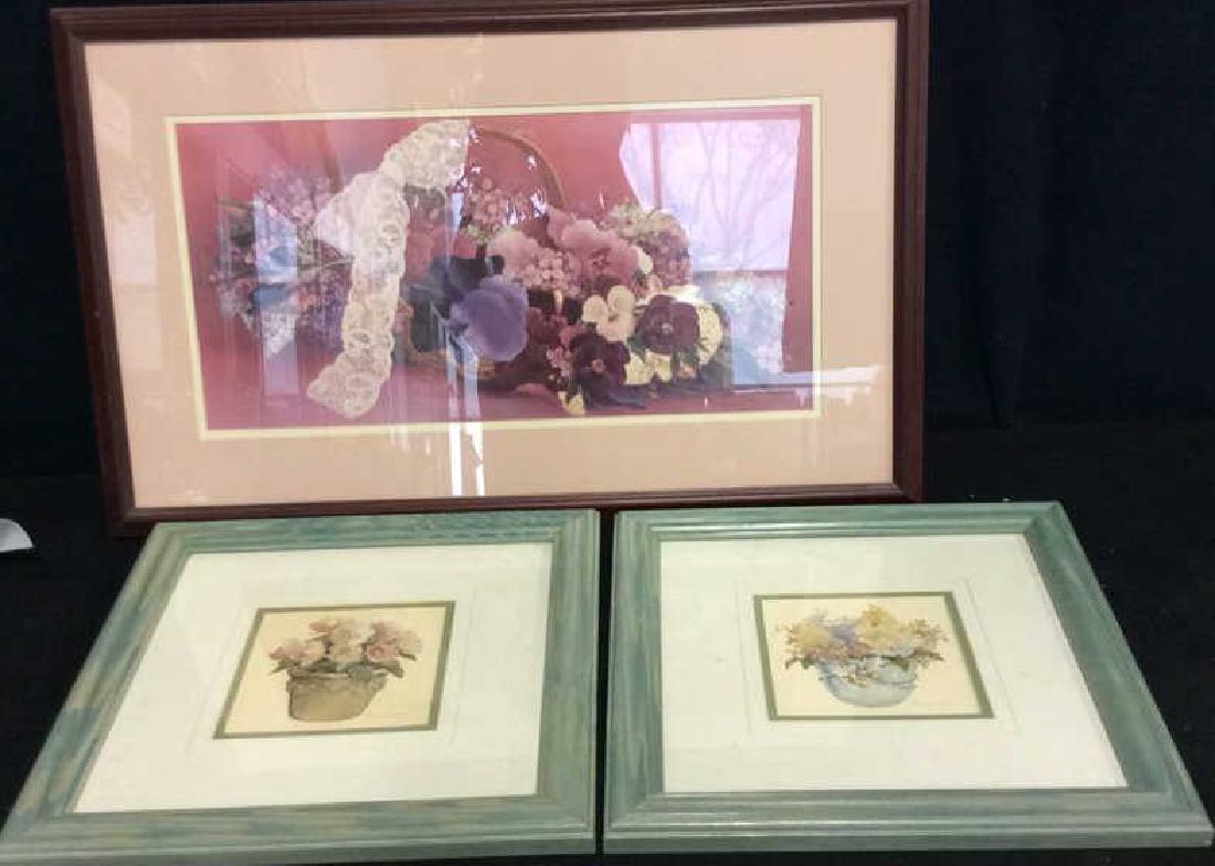 Lot 3 Framed Floral Art Prints (1 of 8)