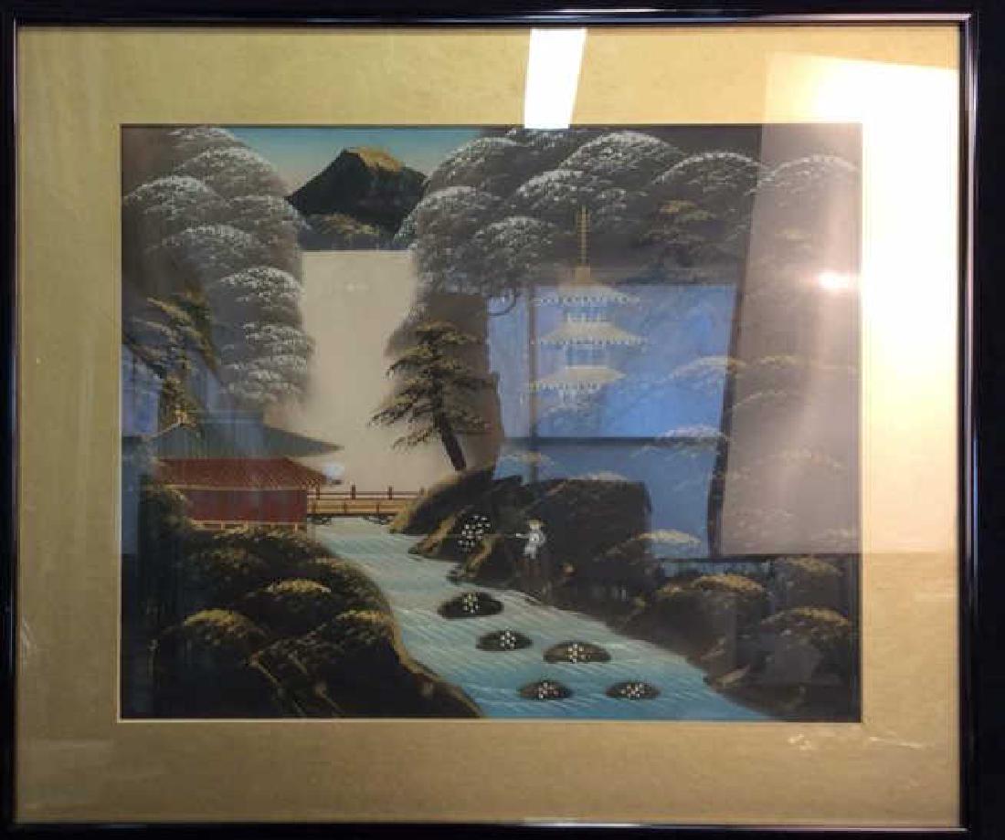 Oriental Artwork Framed Painting on Fabric (1 of 8)