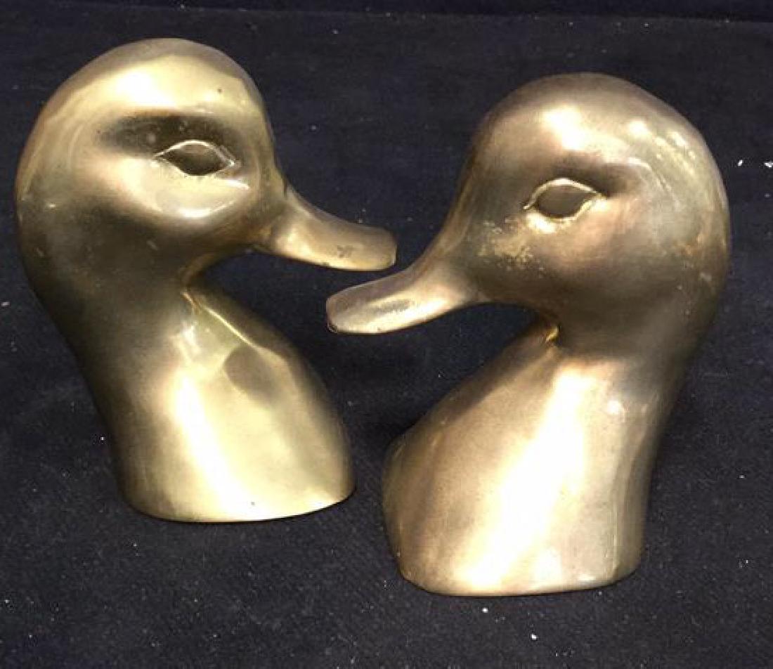 Pair Brass Duck Head Book Ends (1 of 4)