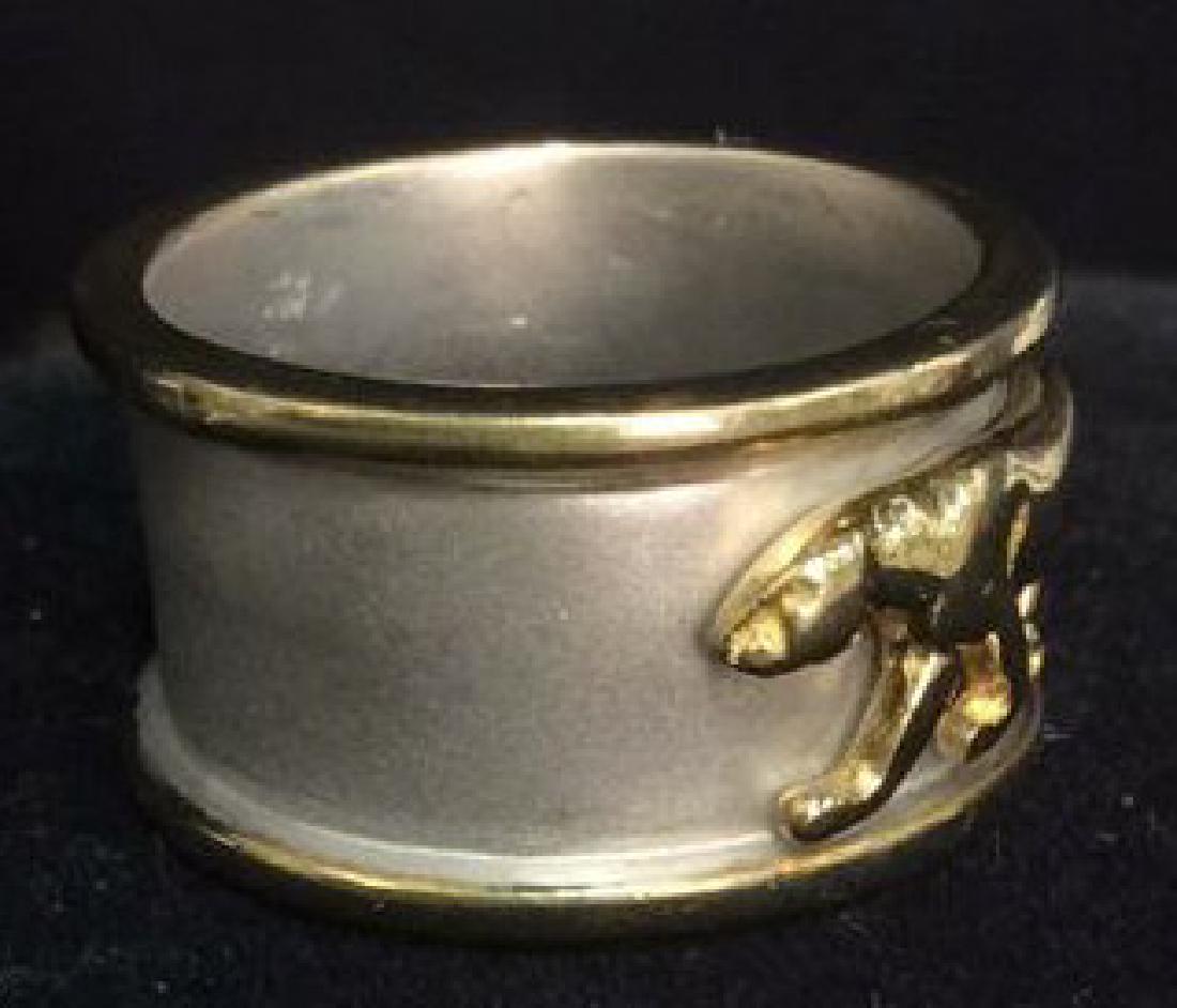 Sterling Silver Ring W Gold Toned Lion Figural (1 of 7)