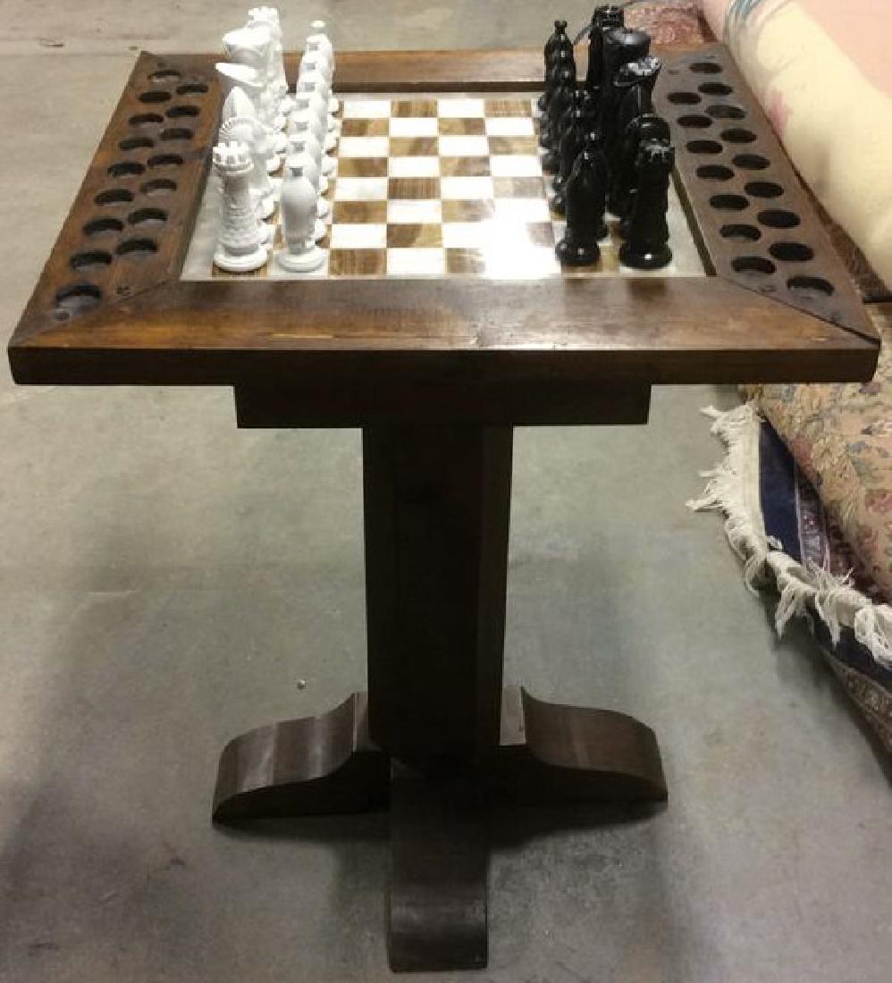 Lot 33 Carved Wood & Onyx Chess Table (1 of 10)