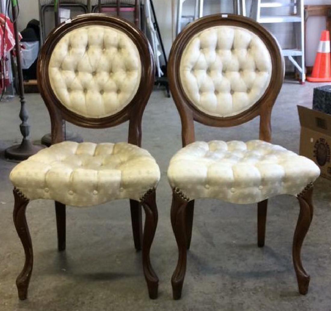 Pair Louis XIV Style Oval Back Chairs (1 of 8)
