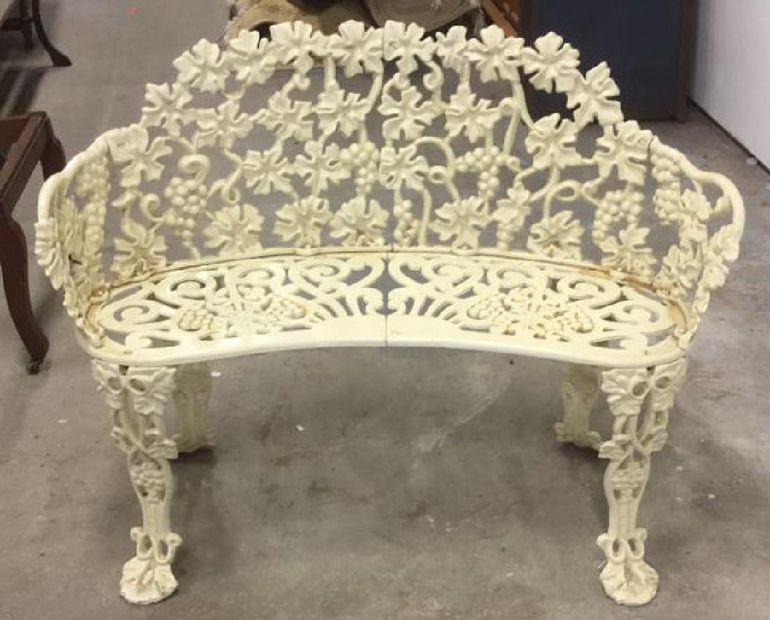 Antique White Metal Iron Ornate Garden Bench (1 of 10)