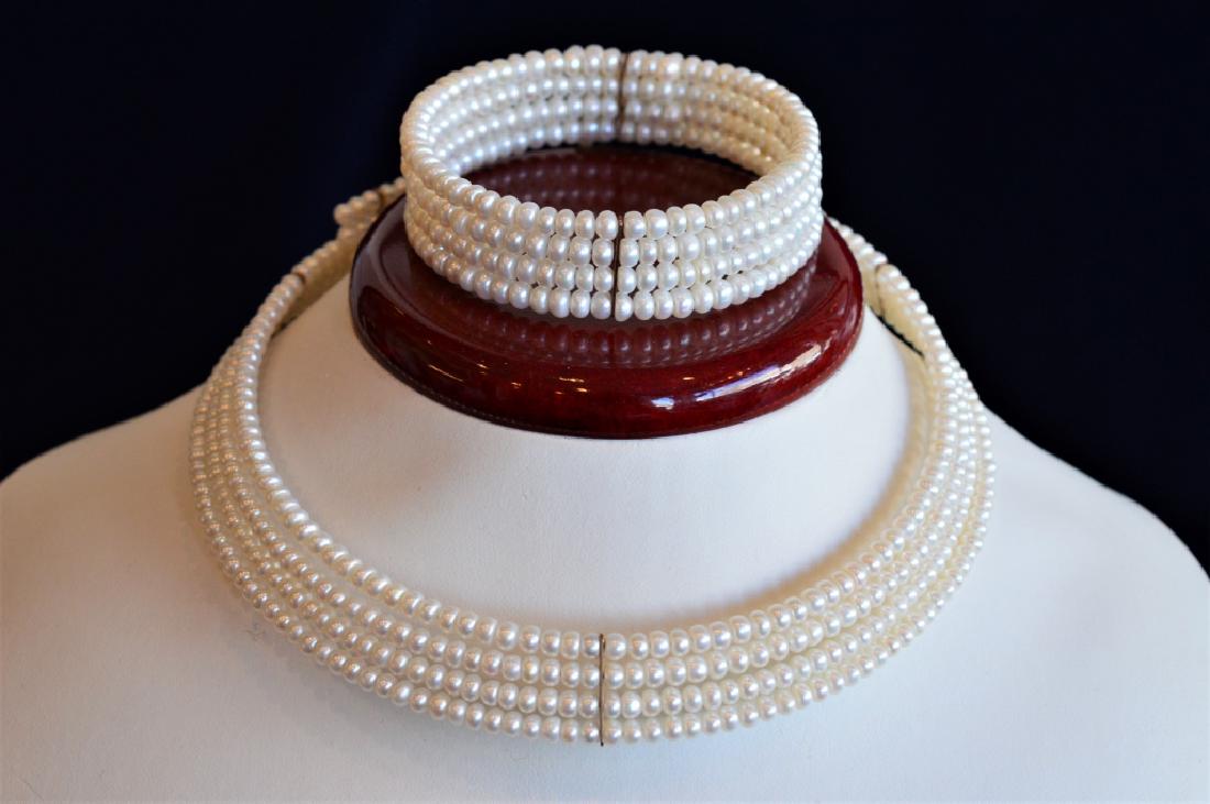18" Pearl Choker w Matching 8" Cuff (1 of 1)