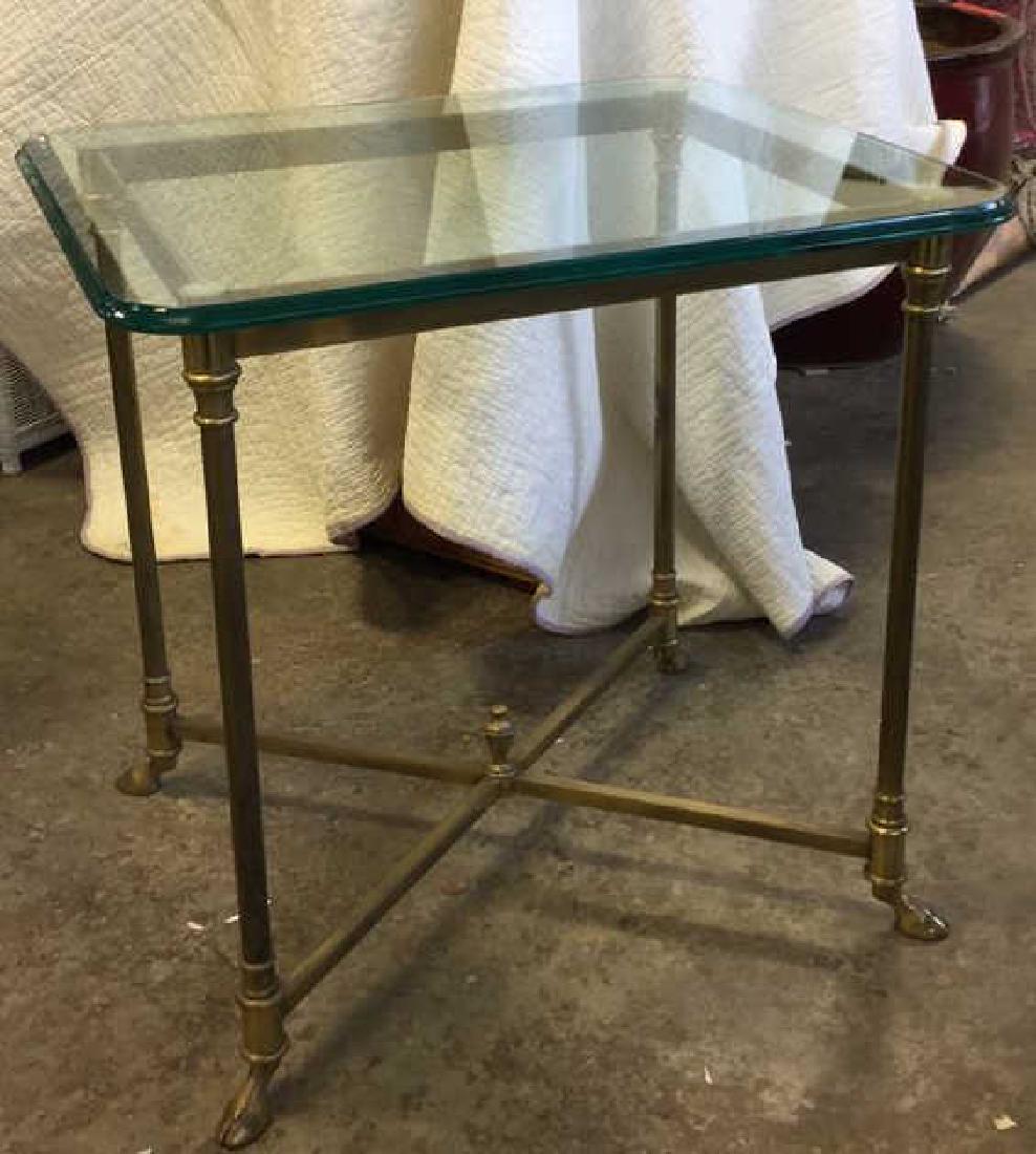 Vintage Hoof Footed Brass & Glass Topped Table (1 of 9)