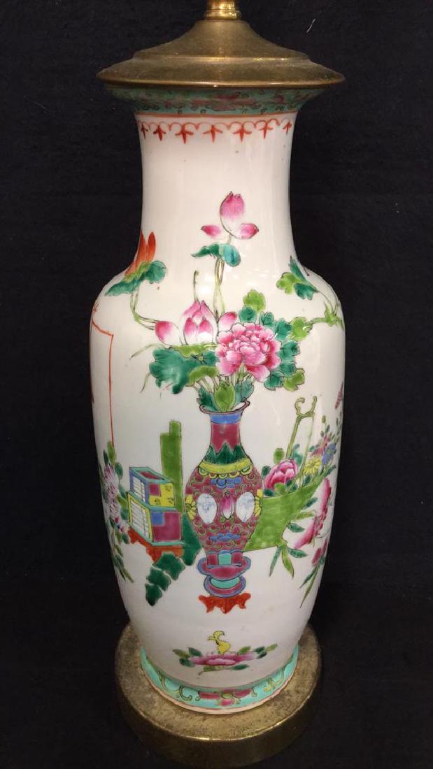 Antique Chinese Famille Rose Lamp W Brass (1 of 11)