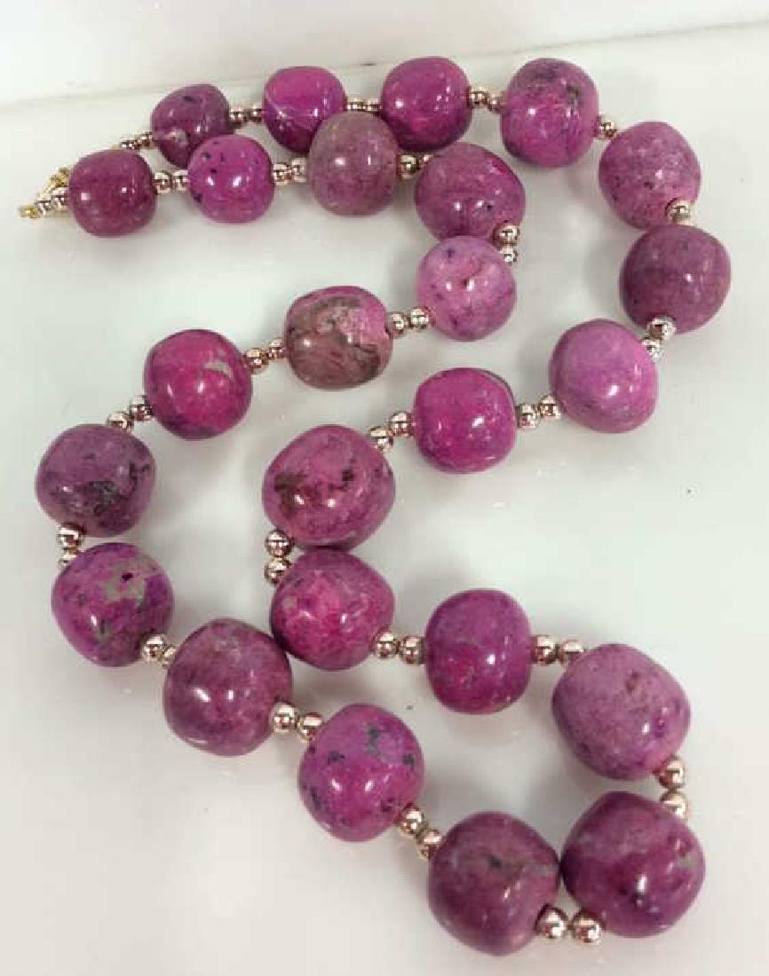 Pink Purple Toned Natural Stone Beaded Necklace (1 of 6)