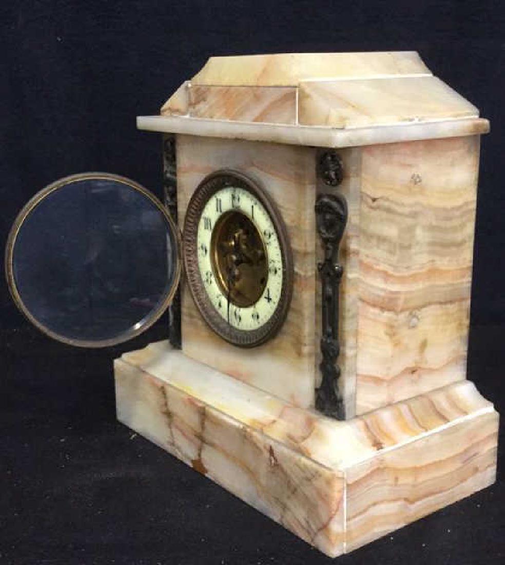 Vintage Carved White Marble Mantle Clock