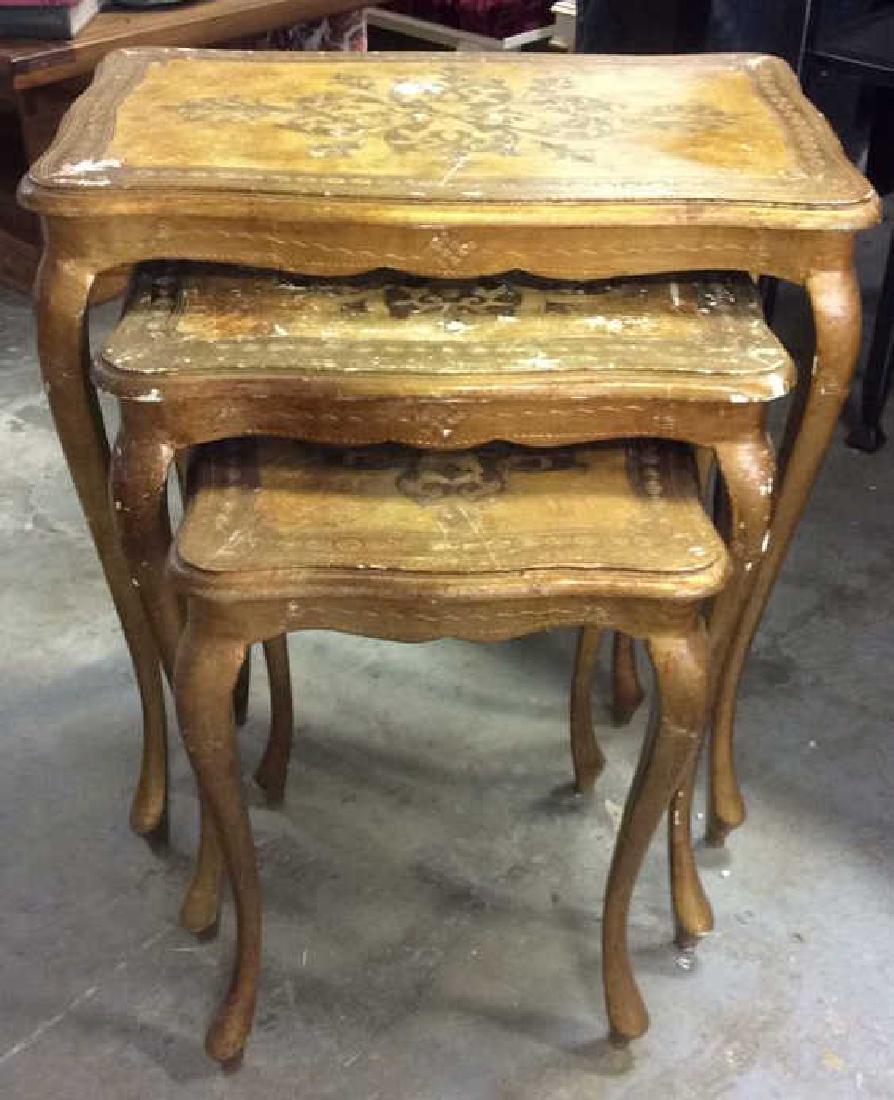 Lot 3 Italian Vintage Ornate Wooden Nesting Tables (1 of 10)