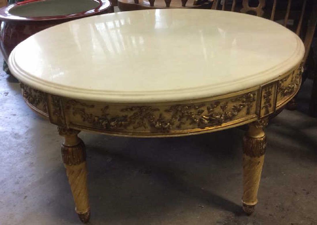Vintage Marble Top Circular 4 Legged Table (1 of 10)
