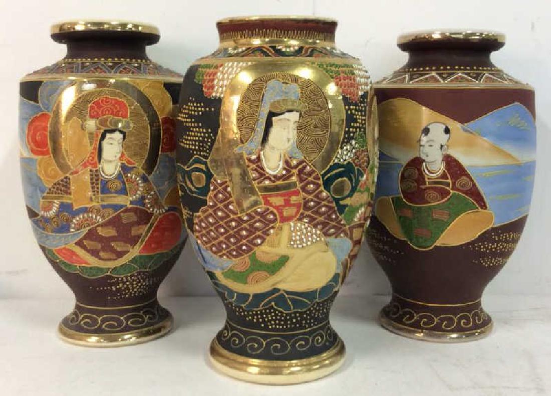 Set 3 Oriental Porcelain Ceramic Vases (1 of 10)