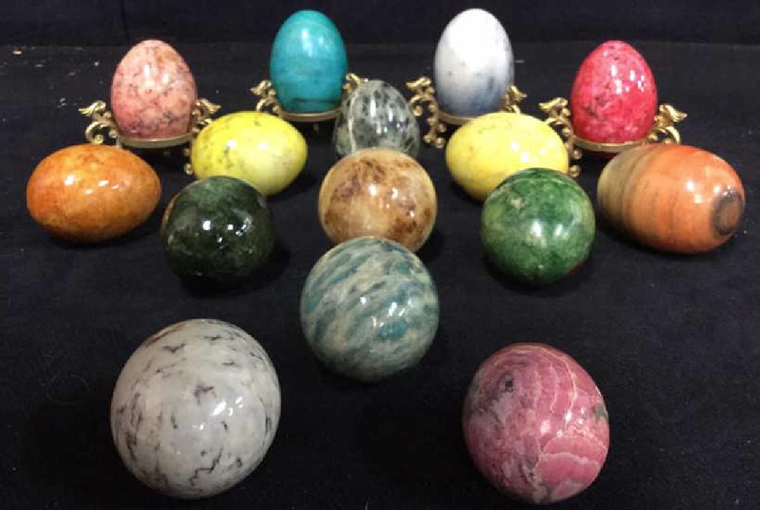 Lot 19 Polished Stone Marble Eggs & Stands (1 of 10)
