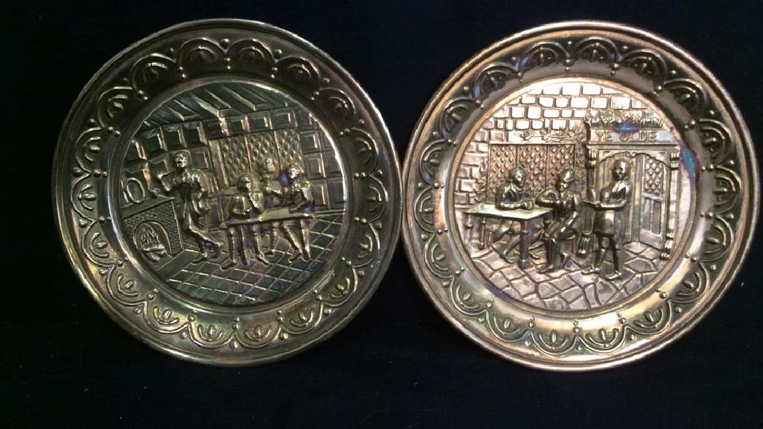 2 Repousse Brass England Pub Scene Plaques (1 of 11)