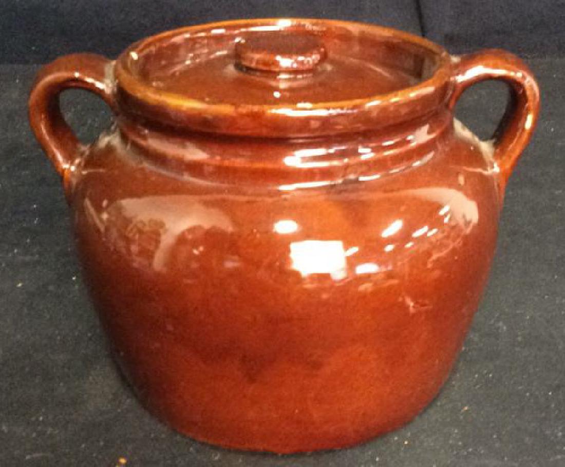 Vintage Rich Brown Glazed Ceramic Bean Pot (1 of 8)