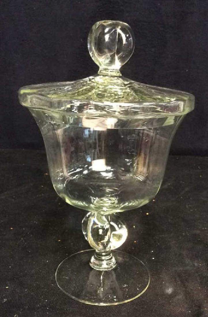 Hand Blown Lidded Crystal Pedestal Bowl (1 of 8)