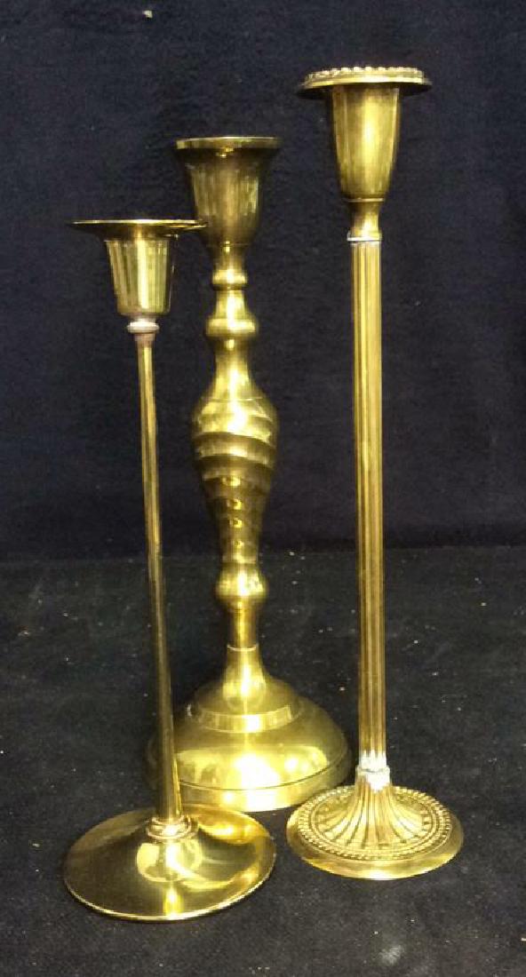 Three Vintage Brass Tall Candle Sticks (1 of 6)