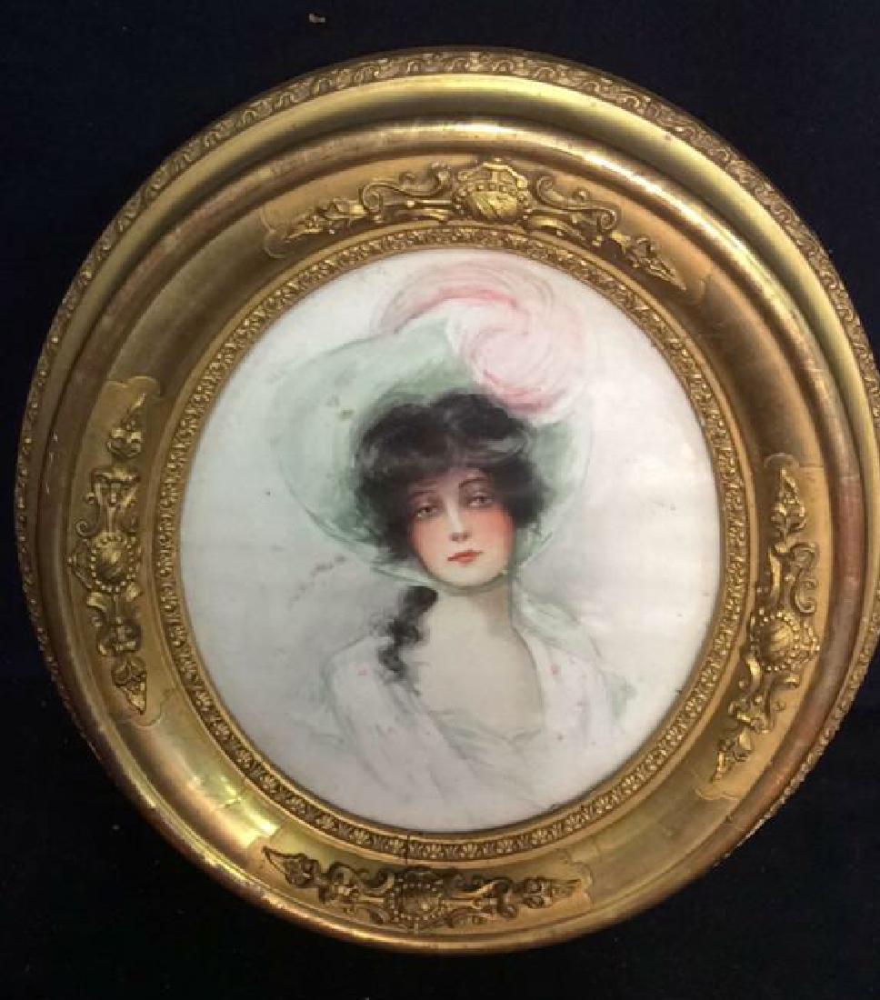 Antique Gold Leafed Oval Framed Portrait Print (1 of 10)