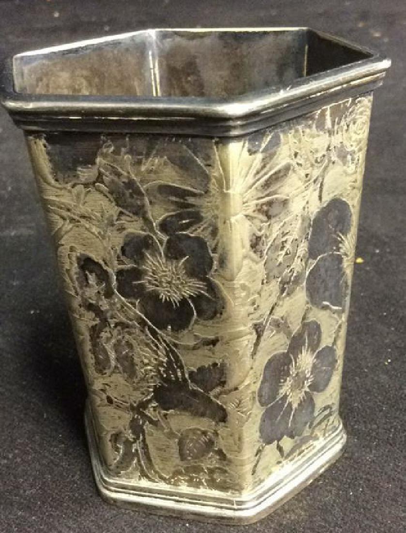 Vintage Silver Pl Tapestry  Etched Chased Vase (1 of 10)