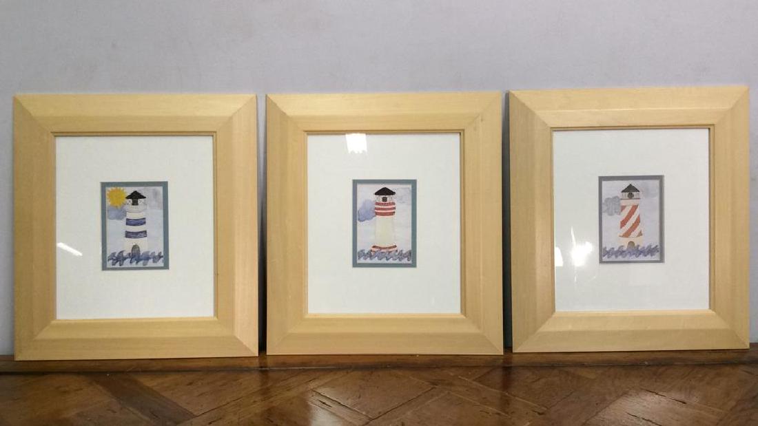 Lot 3 Framed & Matted Lighthouse Prints (1 of 8)