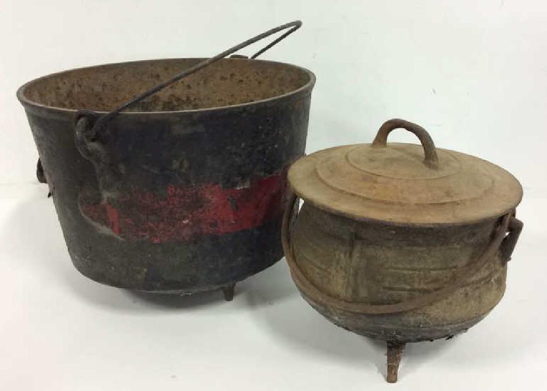 Lot 2 Cast Iron Metal Footed Buckets Pails (1 of 6)