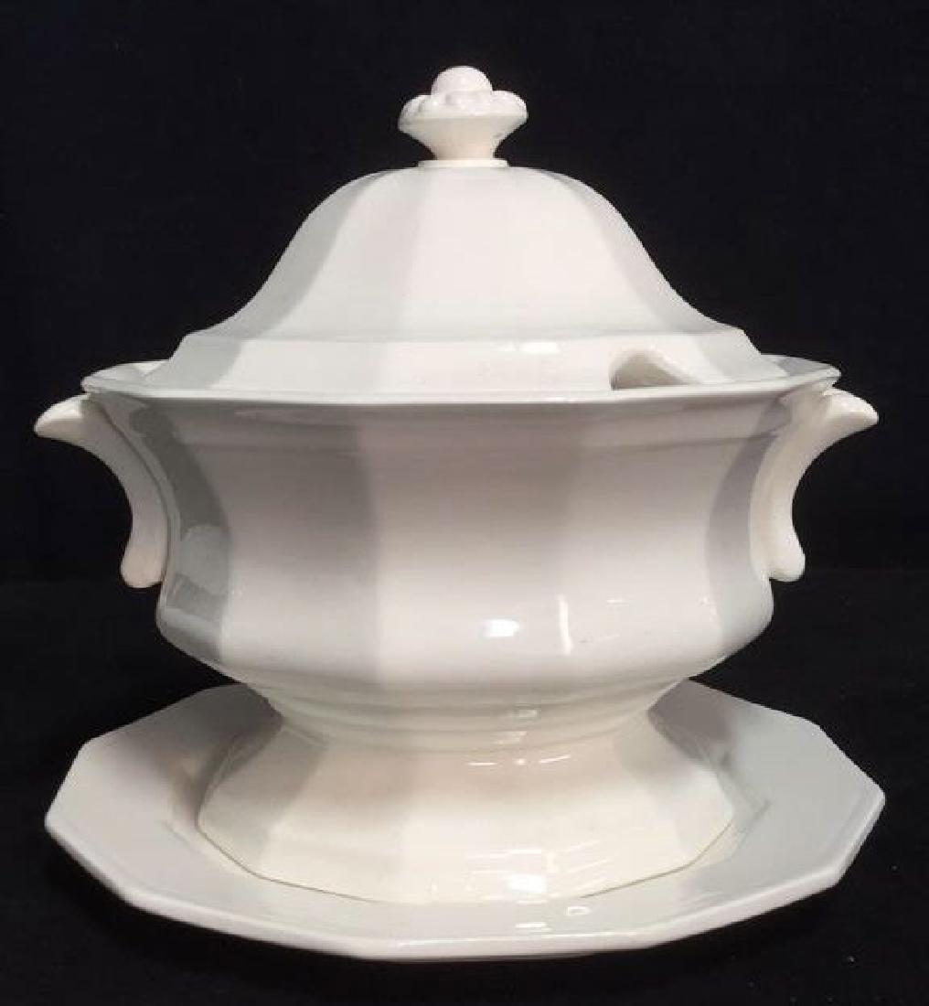 Lot 2 Porcelain Ceramic Soup Tureen w Under Plate (1 of 7)
