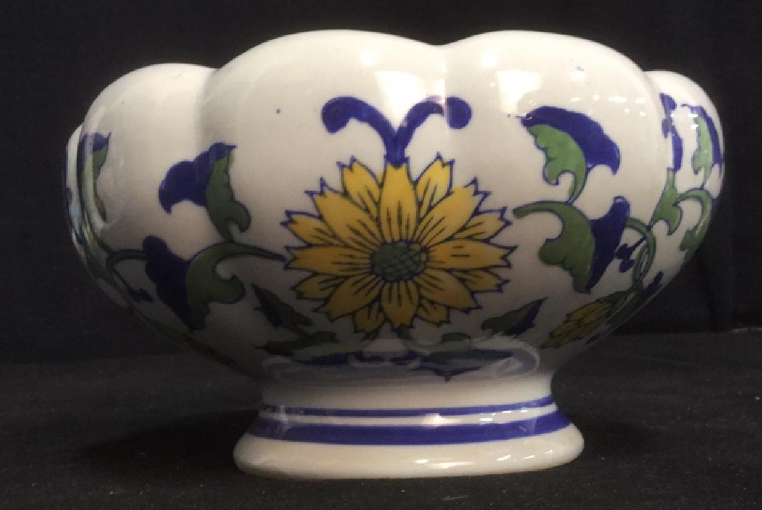Asian Ceramic Planter With Yellow Flower Motif (1 of 6)