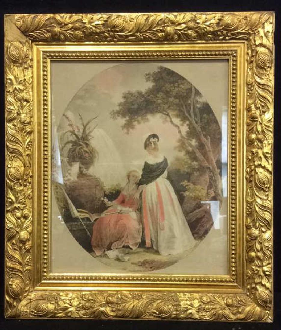 Ornately Framed Artwork Of 2 Female Figures (1 of 8)