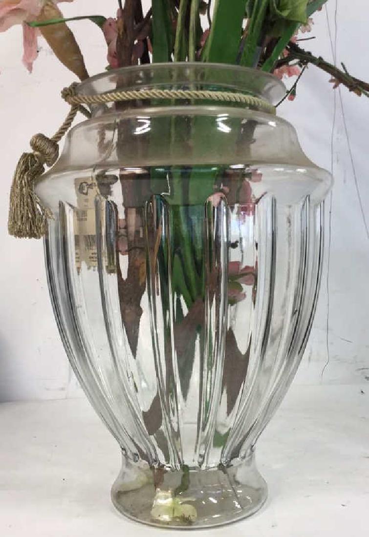 Large Shaped Glass Vase w Faux Blossoms: Ht Of Vase app 14 inches, table top decorative accessory