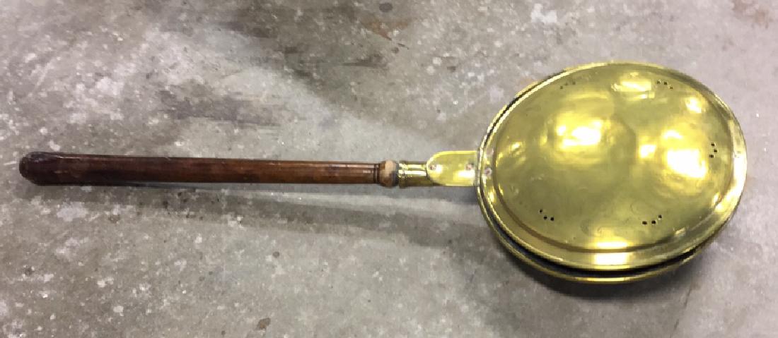 Antique Brass Wood Handled Bed Warmer (1 of 7)