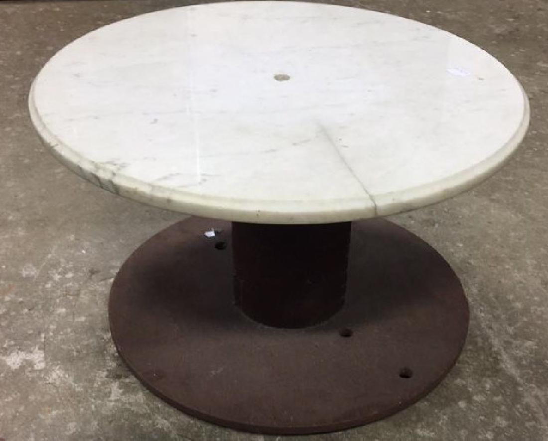 Marble Topped Yarn Spool Turned Side Table (1 of 5)