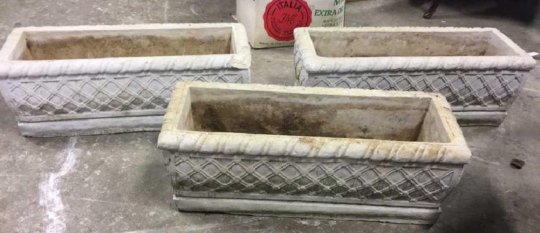 Set 3 Rectangular Stone Lattice Pattern Planters (1 of 9)
