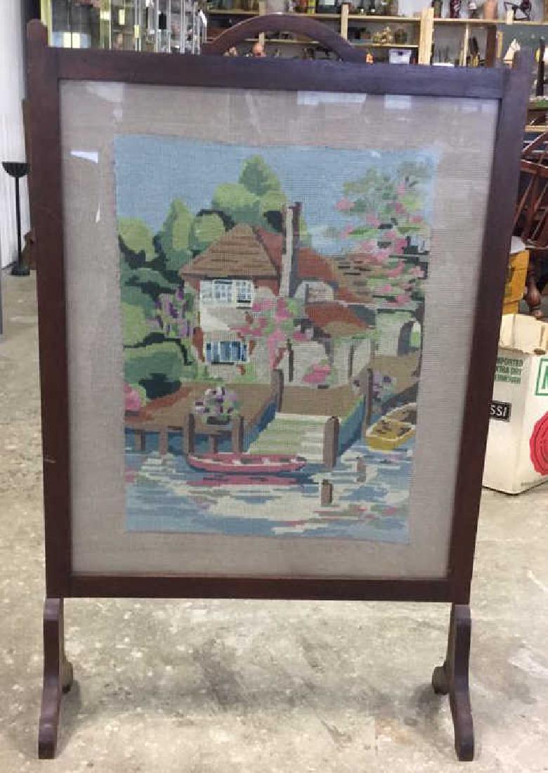 Antique Needlepoint Framed Fireplace Screen (1 of 10)