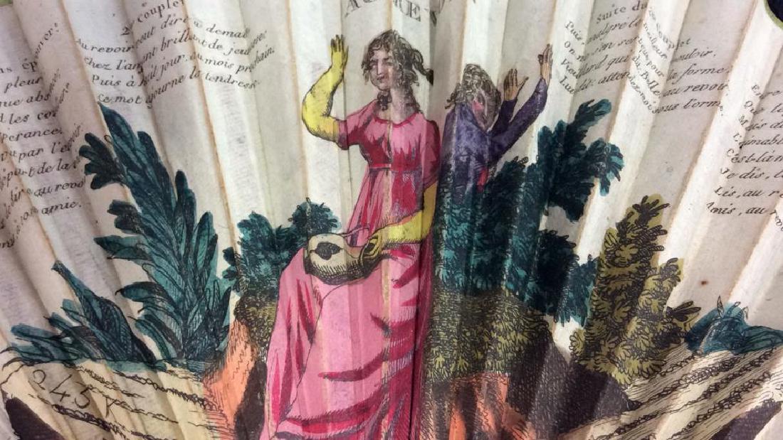 Pair Vintage Paper and Wood Ladies Fans (1 of 10)