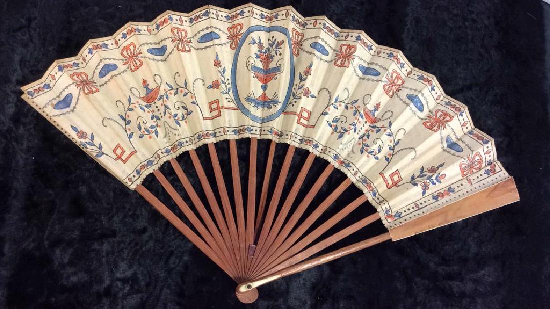 Vintage Paper and Wood Ladies Fan (1 of 8)