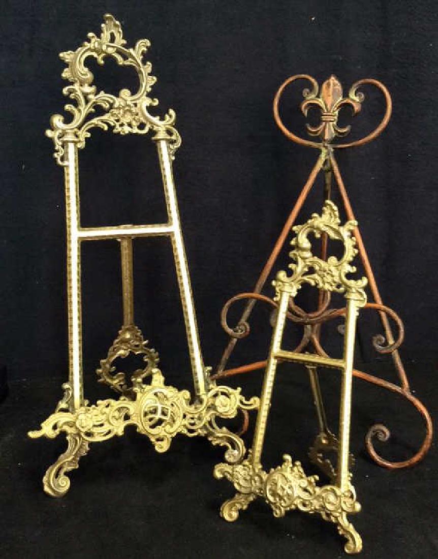 Lot 3 Brass Toned & Painted Metal Art Easels (1 of 7)